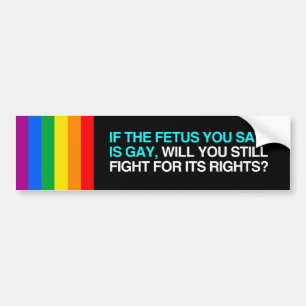 IF THE FETUS YOU SAVE IS GAY WILL YOU STILL FIGHT. BUMPER STICKER