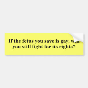 If the foetus you save is gay...? bumper sticker