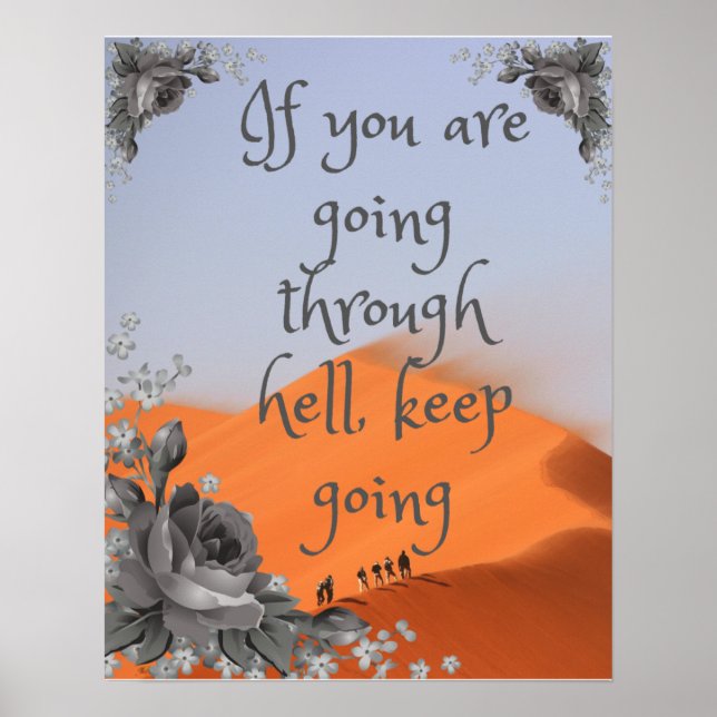 If you are going through hell wood wall art (Front)