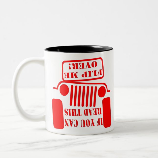 If You Can Read This Flip Me Over 4x4 Two-Tone Coffee Mug (Left)