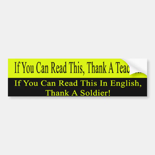 If you can read this thank a teacher bumper sticker zazzle