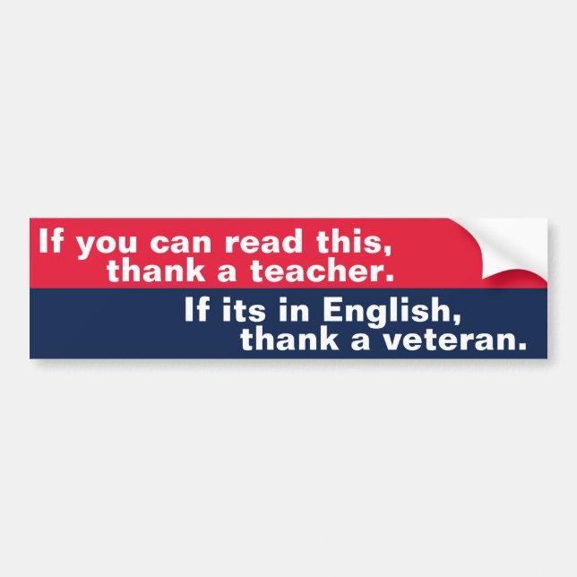 If You Can Read This (veteran) Bumper Sticker (Front)