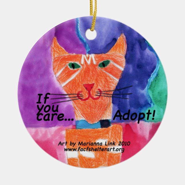 If you care....adopt! ceramic tree decoration (Front)