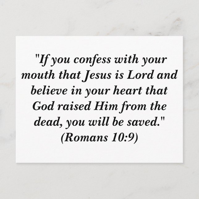 "If you confess with your mouth that Jesus is Lord Postcard (Front)