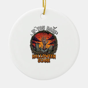 If You Dare Halloween Scare Zombie Hand Tombstone_ Ceramic Tree Decoration
