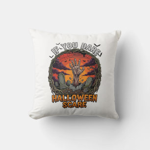 If You Dare Halloween Scare Zombie Hand Tombstone_ Cushion