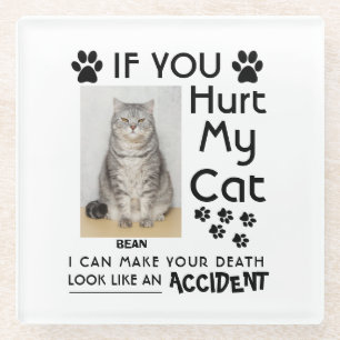 If You Hurt My Cat I Can Make Your Death Cat Paws Glass Coaster