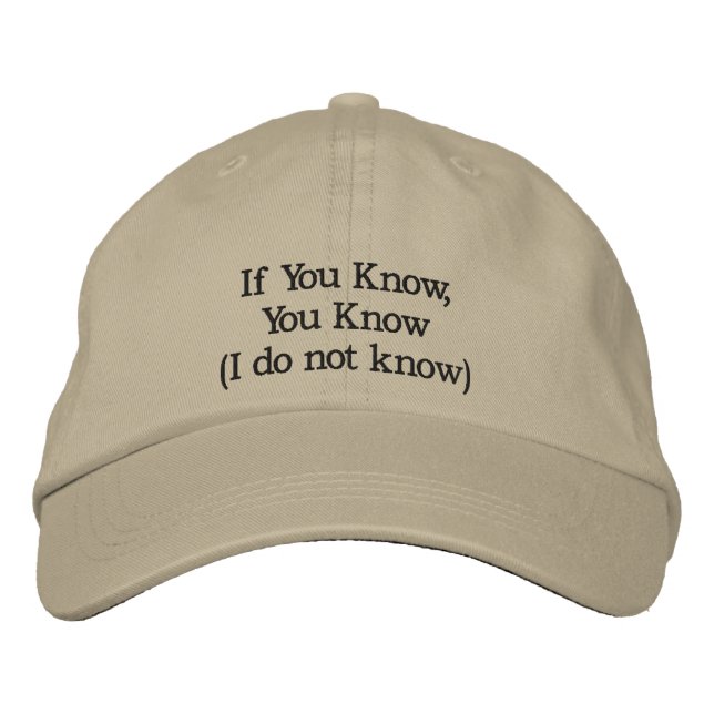 If You Know, You Know (I do not know) Embroidered Hat (Front)