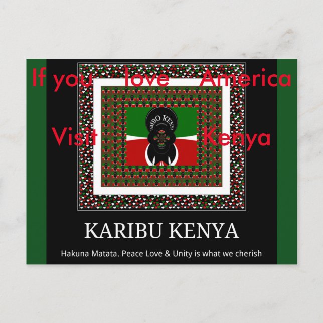 If You Love America Visit Kenya Postcard (Front)