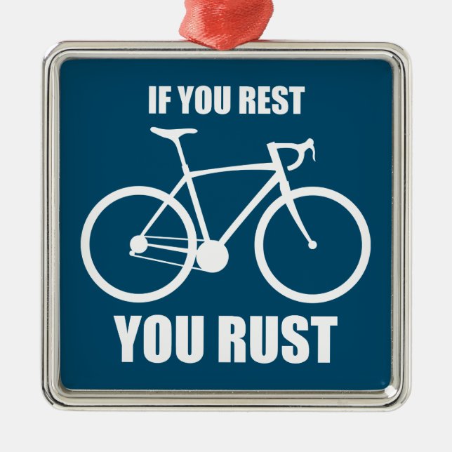If You Rest You Rust Cycling Metal Tree Decoration (Front)