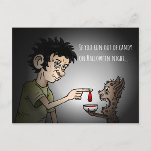 If you run out of candy halloween night holiday postcard