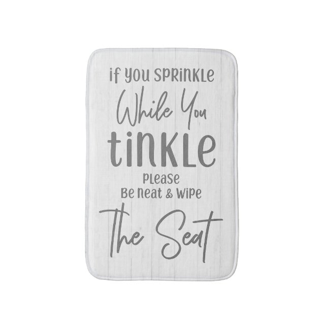If You Sprinkle Funny Farmhouse White Wood Bath Mat (Front Vertical)