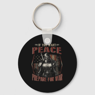 If You Want Peace Prepare For War Skull T Shirt Key Ring