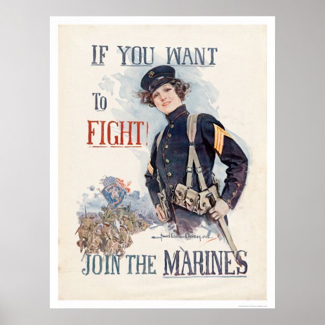 If You Want to Fight, Join the Marines Poster (Front)