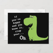 If You're Happy Clap T Rex Dinosaur Funny Postcard (Front/Back)