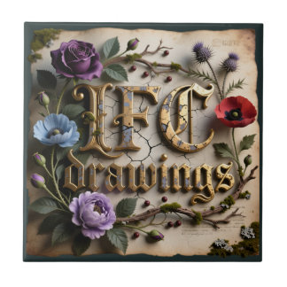 IFC Drawings Antique Gold Floral Sign Tile