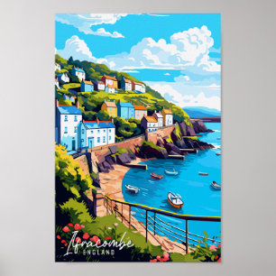 Ifracombe England vintage travel illustration Poster