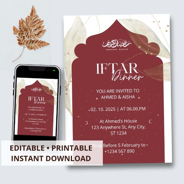 Iftar dinner invitation ramadan brown mosque (Creator Uploaded)