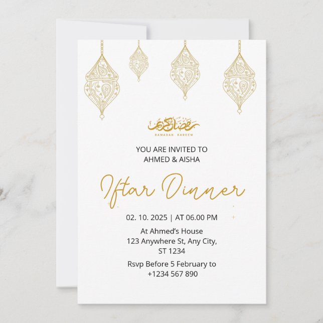 Iftar dinner invitation ramadan with lentern (Front)