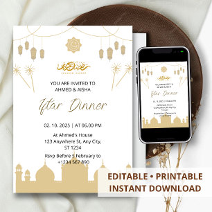Iftar dinner invitation ramadan with lentern