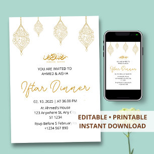 Iftar dinner invitation ramadan with lentern