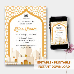 Iftar dinner invitation ramadan with mosque