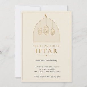 Iftar Invitation Lanterns Cream Gold
