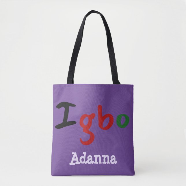 Igbo Tribal Purple Tote Bag (Front)