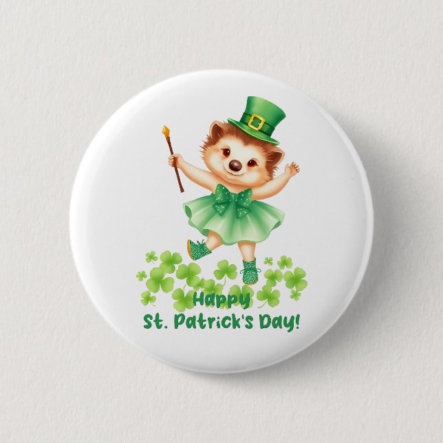 Igel Igelin Gráinneog Happy St. Patricks Day 6 Cm Round Badge (Front)