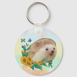 Igel im Blumenbeet Key Ring
