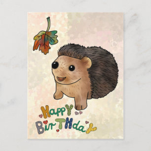 Igel und Blatt Postcard