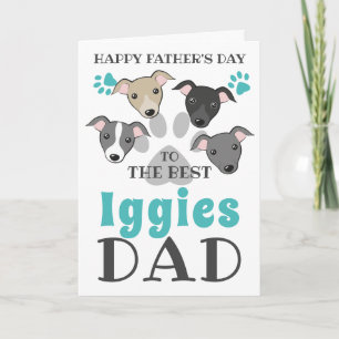 Iggies Dog Dad Italian Greyhound Cute Fathers day Card