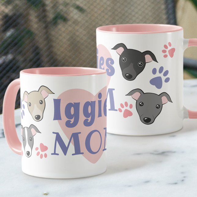 Iggies Dog Mum Italian Greyhound Cute Cartoon Pink Mug (Creator Uploaded)