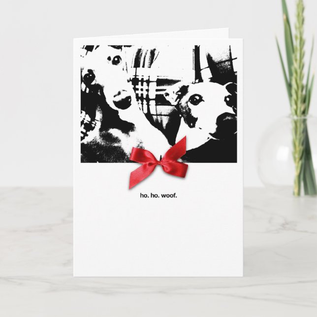 Iggy Christmas Ho. Ho. Woof. Holiday Card (Front)