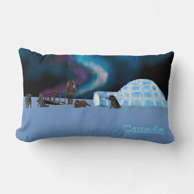 Igloo and Northern Lights - Canada Lumbar Cushion (Front)