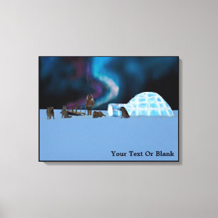 Igloo and Northern Lights Canvas Print