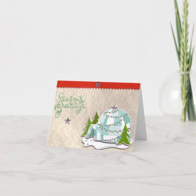 Igloo Seasons Greetings Christmas Card (Front)