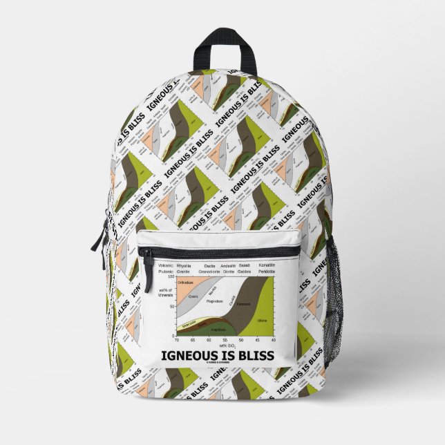 Igneous Is Bliss Silica Content Geology Humour Printed Backpack (Front)
