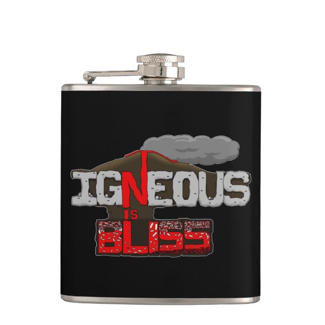 Igneous is Bliss Volcano Hip Flask (Front)