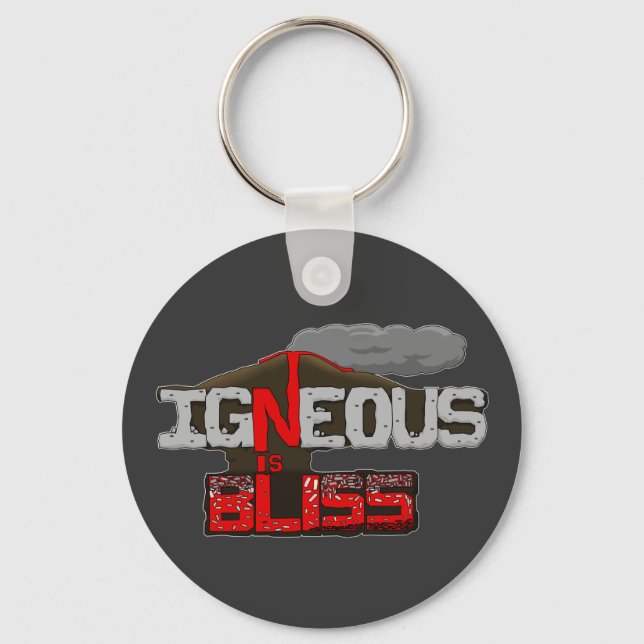 Igneous is Bliss Volcano Keychain (Front)