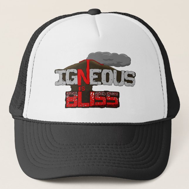 Igneous is Bliss Volcano Print Trucker Hat (Front)