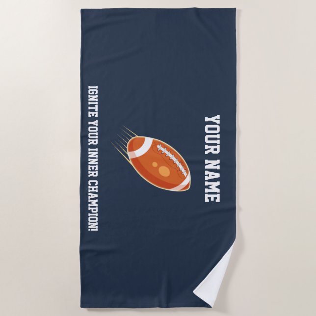 "Ignite Your Inner Champion!" RUGBY TEAM  Beach Towel (Front)