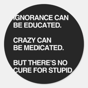 IGNORANCE CAN BE EDUCATED CLASSIC ROUND STICKER