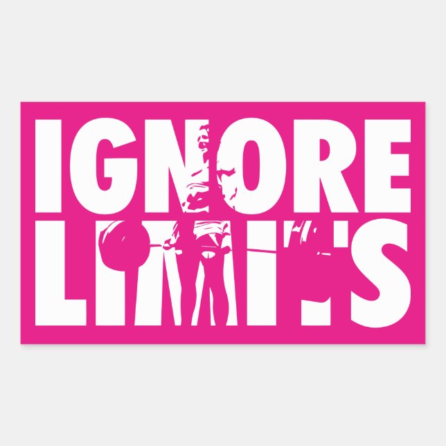 IGNORE LIMITS - Women's Weightlifting Motivational Rectangular Sticker (Front)