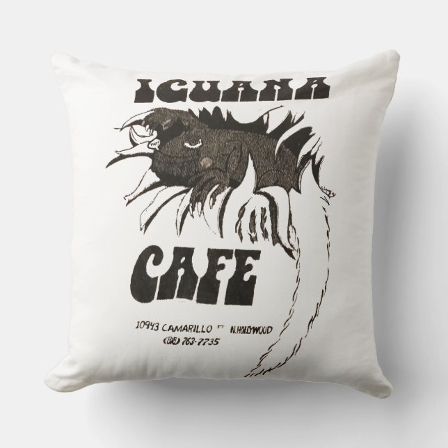 Iguana Cafe Throw Pillow (Front)