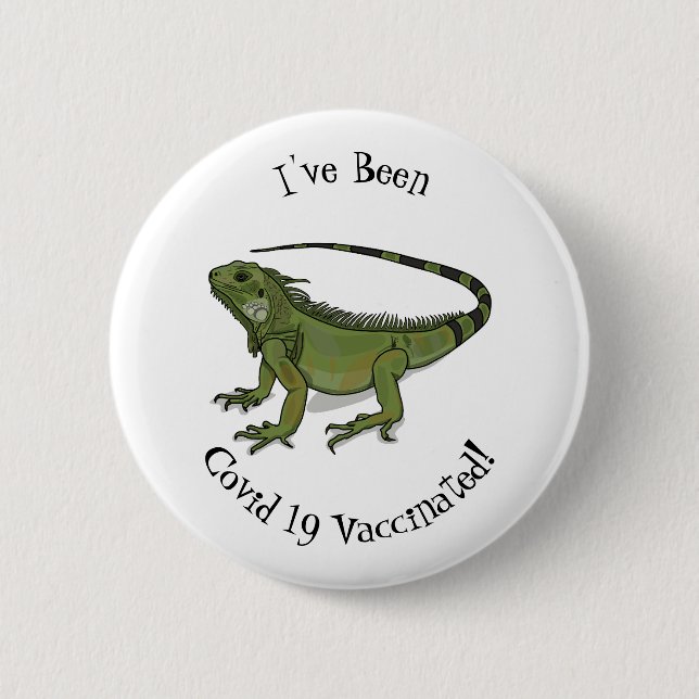 Iguana cartoon illustration 6 cm round badge (Front)