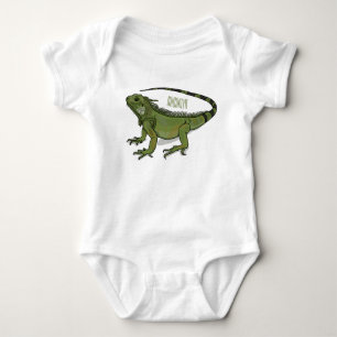 Iguana cartoon illustration baby bodysuit