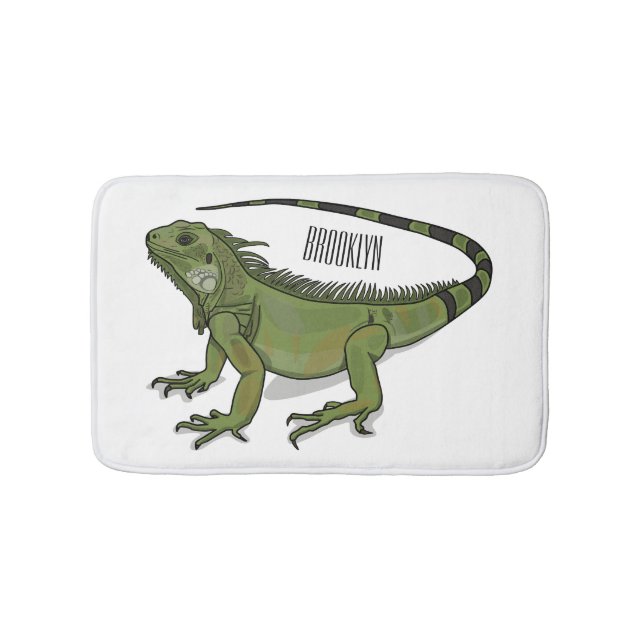 Iguana cartoon illustration  bath mat (Front)