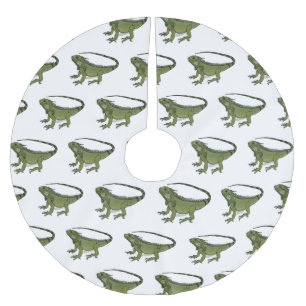 Iguana cartoon illustration  brushed polyester tree skirt