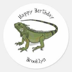 Iguana cartoon illustration classic round sticker